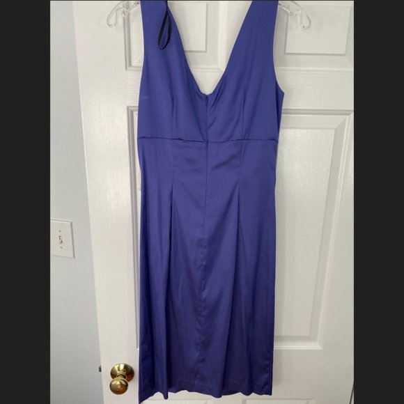 Donna Ricco V Neck Ruched African Violet Cocktail Dress - Picture 5 of 5